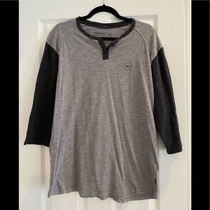 O’Neil 3/4 sleeve Henley baseball tee